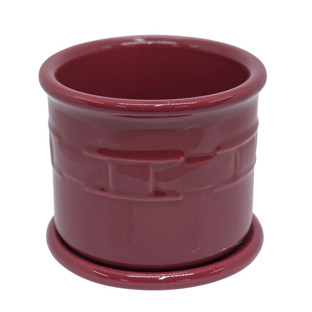 Longaberger Pottery Woven Traditions 1 Pint Salt Crock Paprika Red Kitchen Decor